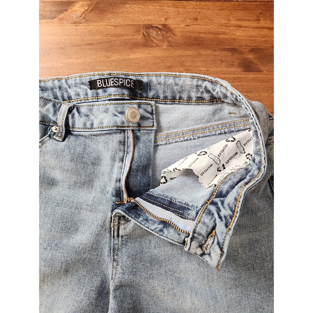 Blue Spice Grunge Bermuda Denim Shorts Longline Light Wash Size 1 Blue - Picture 3 of 9